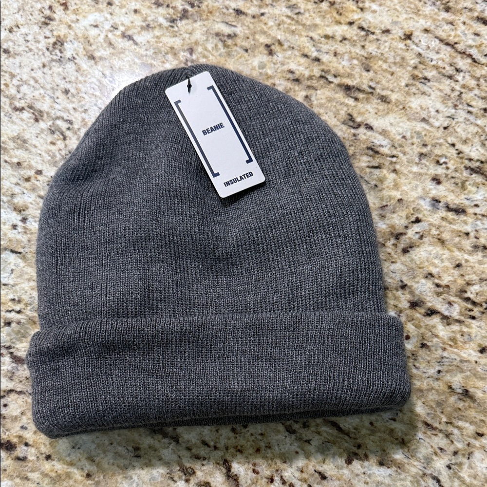 NWT Gray Warm Insulated Knit Beanie Hat Ski Cap Skull Cap OS
